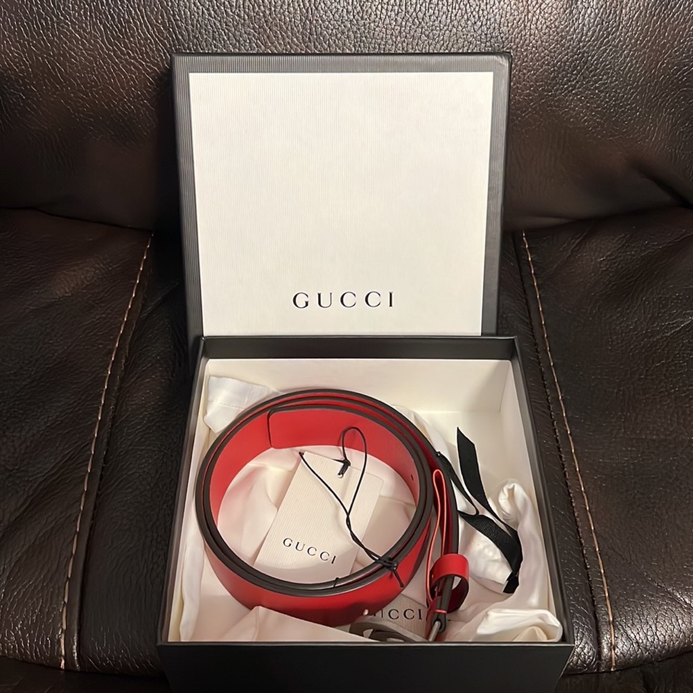 Gucci unisex interlocking GG Marmont logo monogram leather buckle belt NEW - Picture 9 of 9